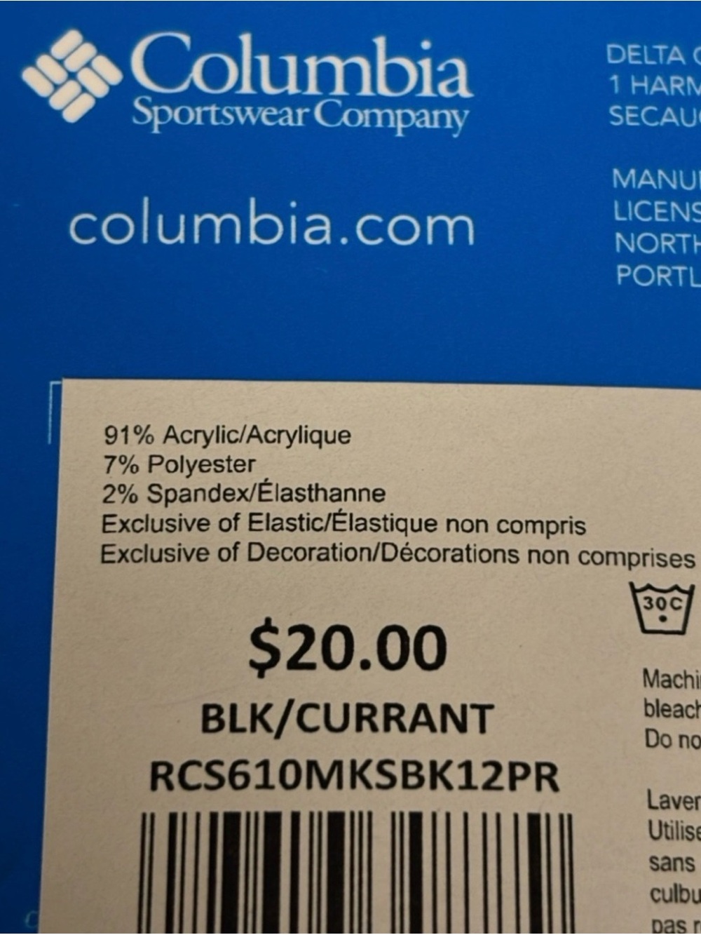 New Columbia Socks Men’s 2 Pair Black Warm Fleece Socks Activewear Casual Active - Picture 10 of 12